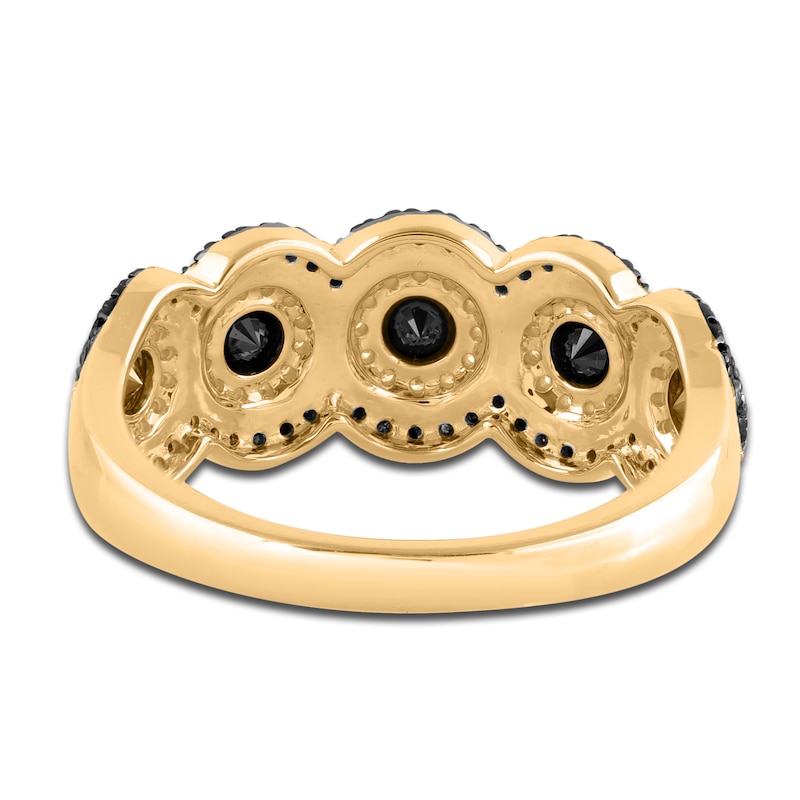 Main Image 3 of Black & White Diamond Anniversary Band 1 ct tw Round 14K Yellow Gold