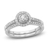 Thumbnail Image 1 of Diamond Double Halo Bridal Set 1/2 ct tw Round 14K White Gold