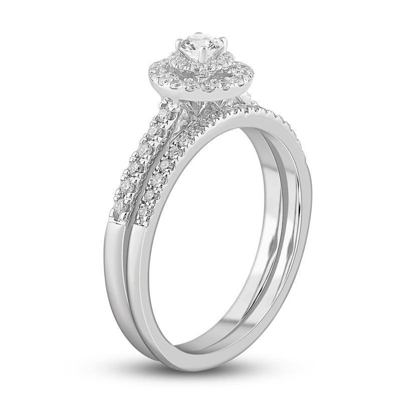 Main Image 2 of Diamond Double Halo Bridal Set 1/2 ct tw Round 14K White Gold