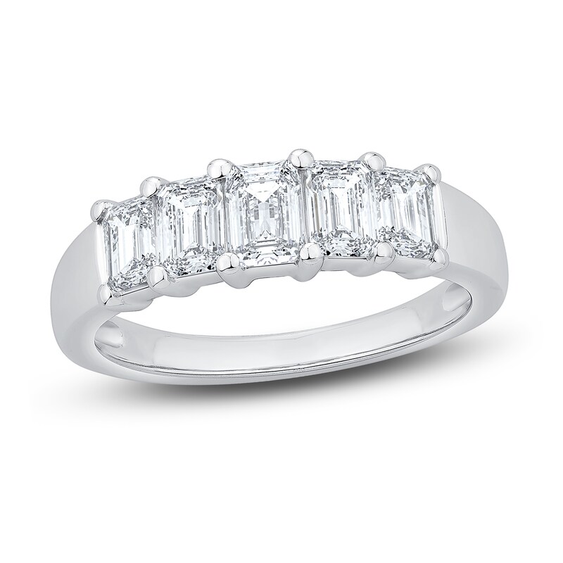 Main Image 1 of Diamond Anniversary Ring 1-7/8 ct tw Emerald 14K White Gold