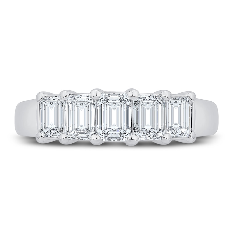 Main Image 3 of Diamond Anniversary Ring 1-7/8 ct tw Emerald 14K White Gold