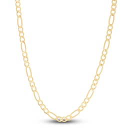 Men's Solid Figaro Chain Necklace 14K Yellow Gold 20" 6.0mm