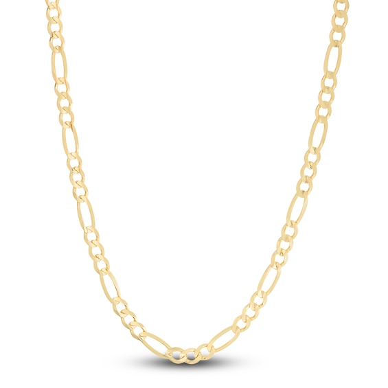 Men's Solid Figaro Chain Necklace 14K Yellow Gold 20" 6.0mm