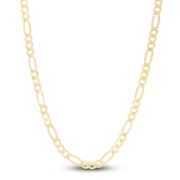 Men's Solid Figaro Chain Necklace 14K Yellow Gold 24" 7.0mm