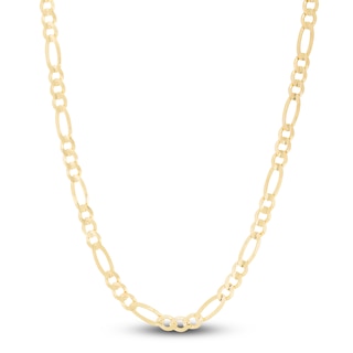 Men's Solid Figaro Chain Necklace 14K Yellow Gold 24" 7.0mm