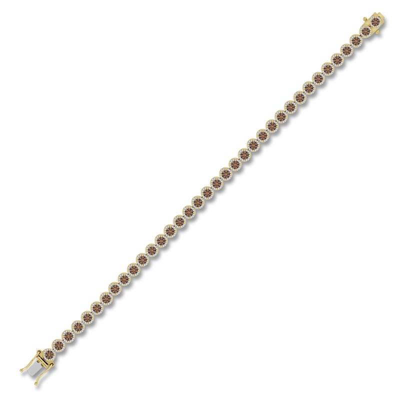 Main Image 2 of The New Fashioned Men's Bourbon-Colored & White Diamond Bracelet 2-1/2 ct tw Round 10K Yellow Gold 8.5”