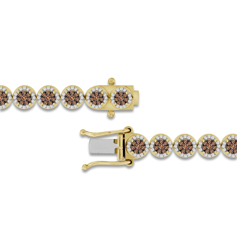 Bourbon-Colored Diamonds Men's White & Brown Diamond Bracelet 2-1/2 ct tw Round 10K Yellow Gold 8.5"