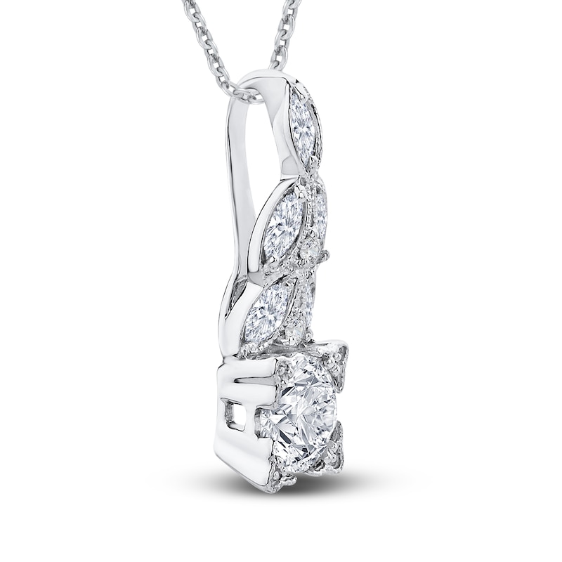 Main Image 2 of Marquise & Round Diamond Pendant Necklace 5/8 ct tw 14K White Gold