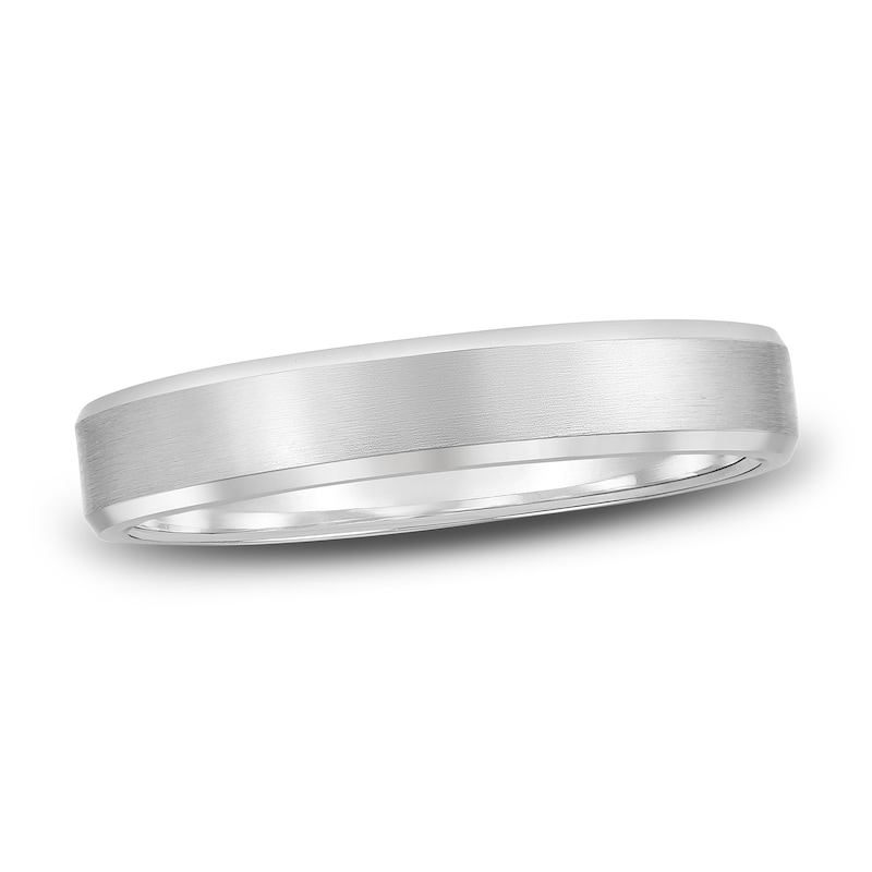 Men's Brushed Wedding Band 14K White Gold 4.0mm