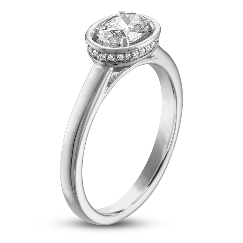 Main Image 2 of Oval & Round-Cut Diamond Solitaire Ring 3/4 ct tw 14K White Gold 7.7mm