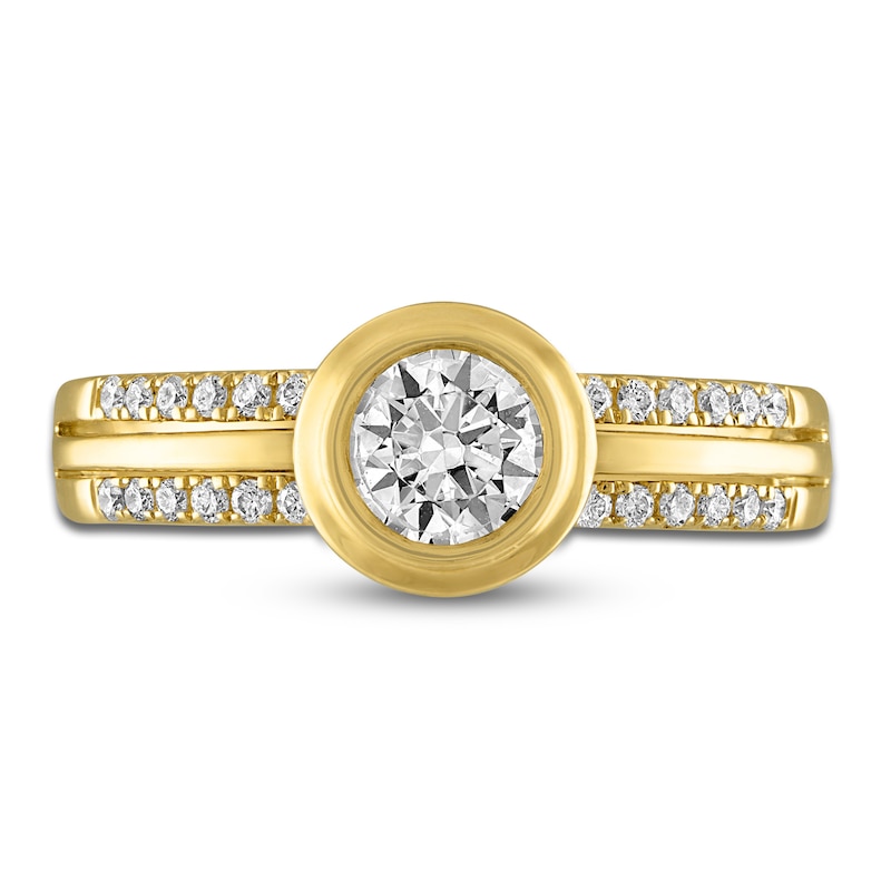 Main Image 3 of Diamond Bezel Double-Row Engagement Ring 3/4 ct tw 14K Yellow Gold