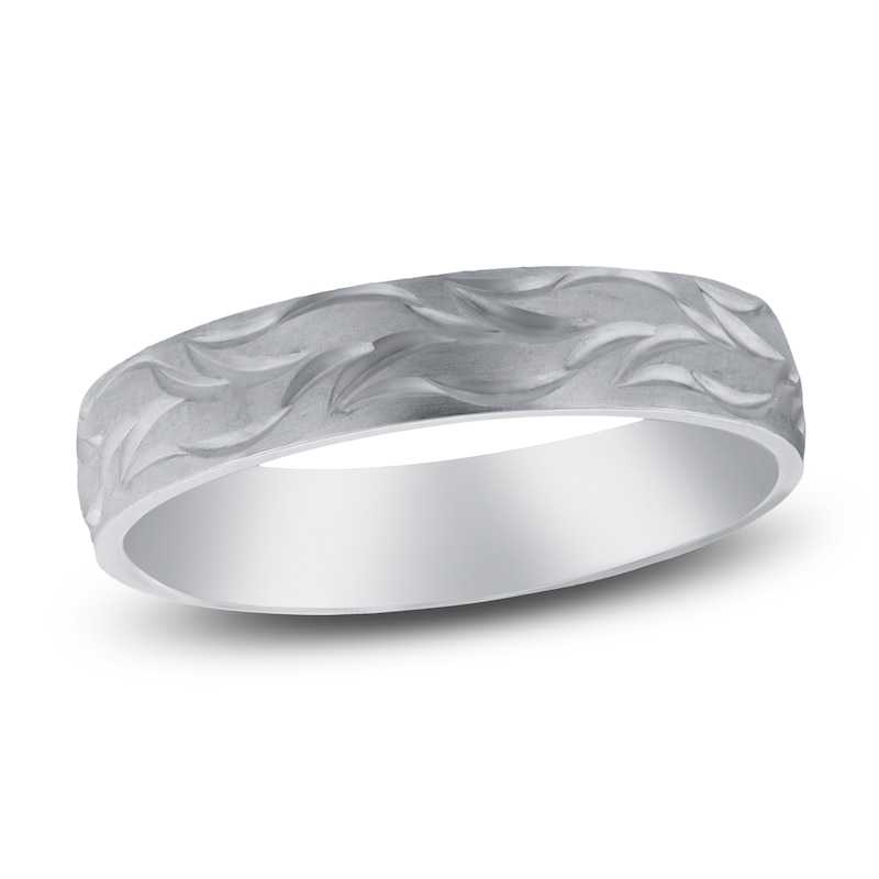 Main Image 1 of Men's Scroll Wedding Band 14K White Gold 5mm