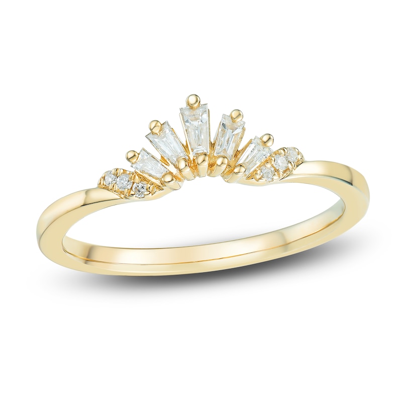 Main Image 1 of Round & Baguette-Cut Diamond Contour Anniversary Band 1/6 ct tw 14K Yellow Gold