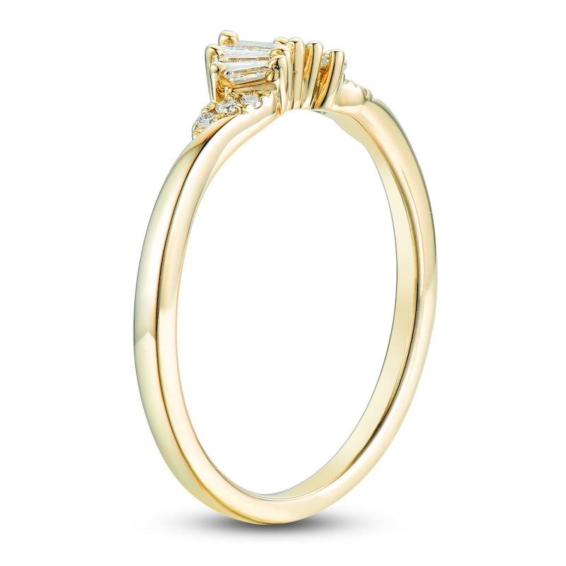 Main Image 2 of Round & Baguette-Cut Diamond Contour Anniversary Band 1/6 ct tw 14K Yellow Gold