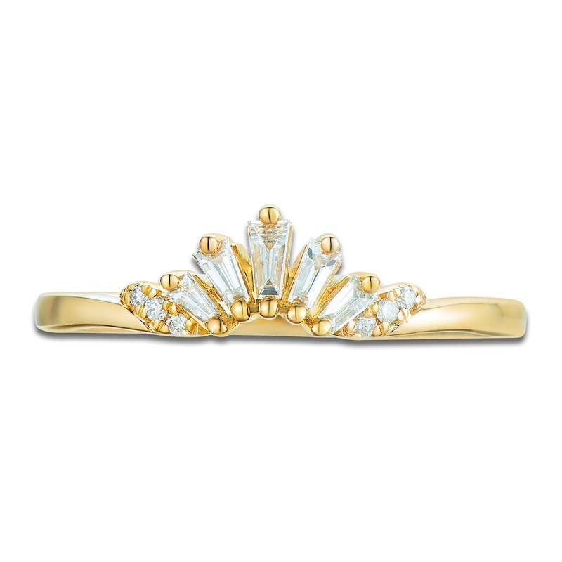Main Image 3 of Round & Baguette-Cut Diamond Contour Anniversary Band 1/6 ct tw 14K Yellow Gold