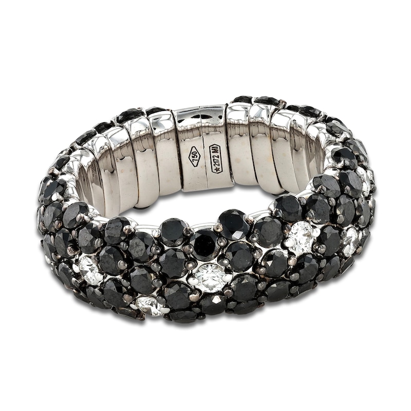 Main Image 1 of ZYDO Black & White Diamond Stretch Ring 4-1/4 ct tw Round 18K White Gold