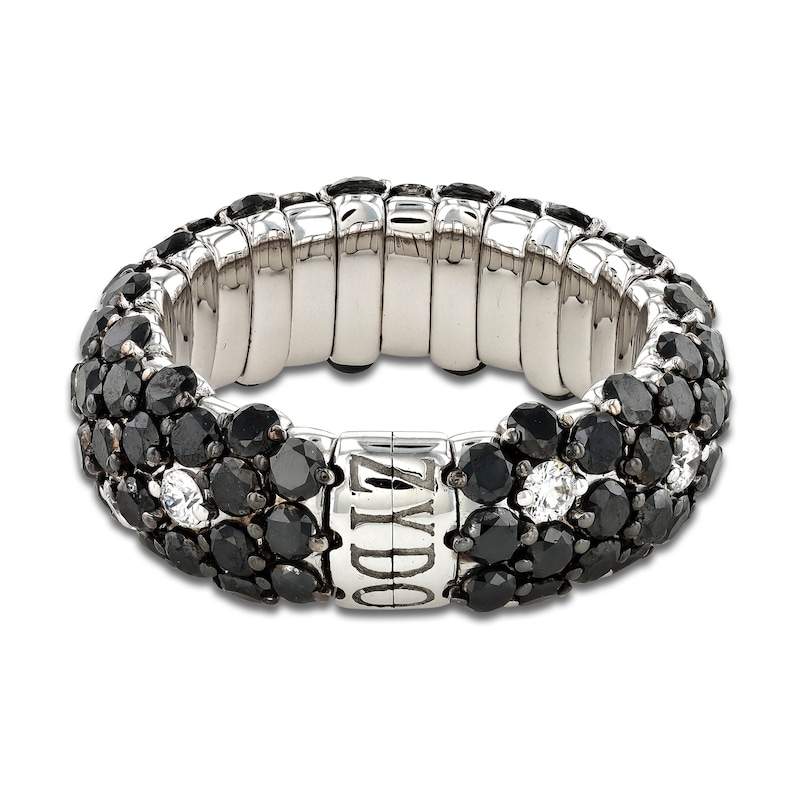 Main Image 3 of ZYDO Black & White Diamond Stretch Ring 4-1/4 ct tw Round 18K White Gold