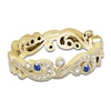 Thumbnail Image 1 of Kirk Kara Natural Blue Sapphire & Diamond Lace Wedding Band 1/8 ct tw 14K Yellow Gold