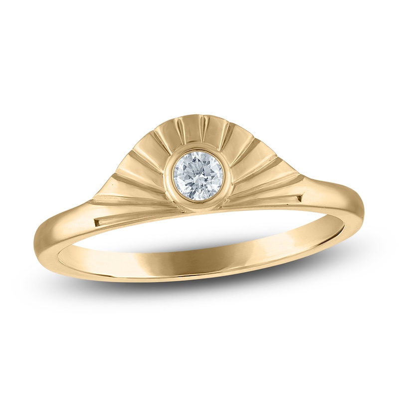 Main Image 1 of Diamond Bezel-Set Sunrise Ring 1/10 ct tw 10K Yellow Gold