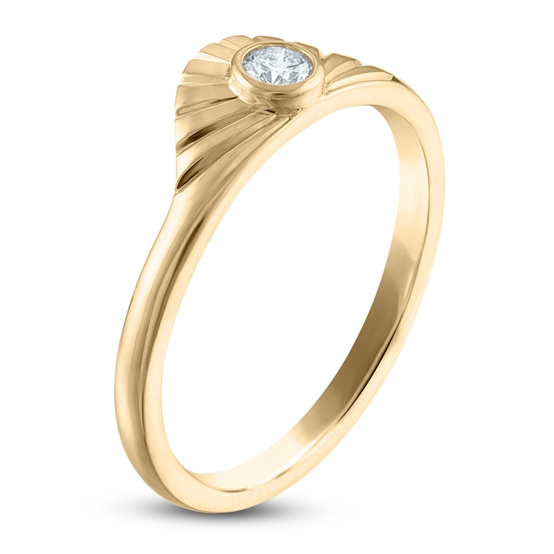Main Image 2 of Diamond Bezel-Set Sunrise Ring 1/10 ct tw 10K Yellow Gold