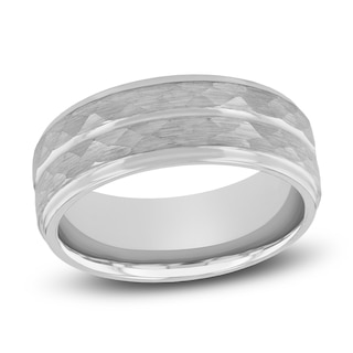Men's Hammered Wedding Band Tungsten Carbide 8mm