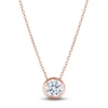 Thumbnail Image 1 of Certified Round-Cut Diamond Bezel-Set Solitaire Necklace 1 ct tw 14K Rose Gold 18" (I1/I)