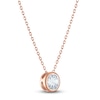 Thumbnail Image 2 of Certified Round-Cut Diamond Bezel-Set Solitaire Necklace 1 ct tw 14K Rose Gold 18" (I1/I)