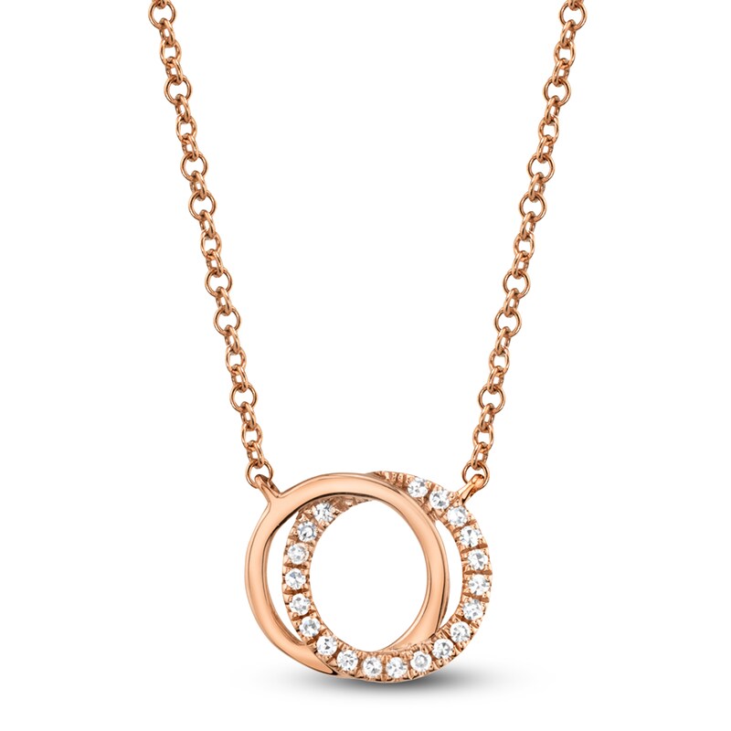 Main Image 1 of Shy Creation Diamond Overlapping Circles Necklace 1/20 ct tw 14K Rose Gold 18" SC55009639