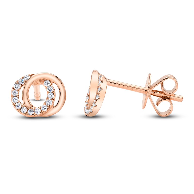 Main Image 1 of Shy Creation Diamond Overlapping Circles Stud Earrings 1/10 ct tw 14K Rose Gold SC55009823