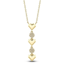 Shy Creation Diamond Circle & Heart Drop Necklace 1/20 ct tw 14K Yellow Gold SC55027113