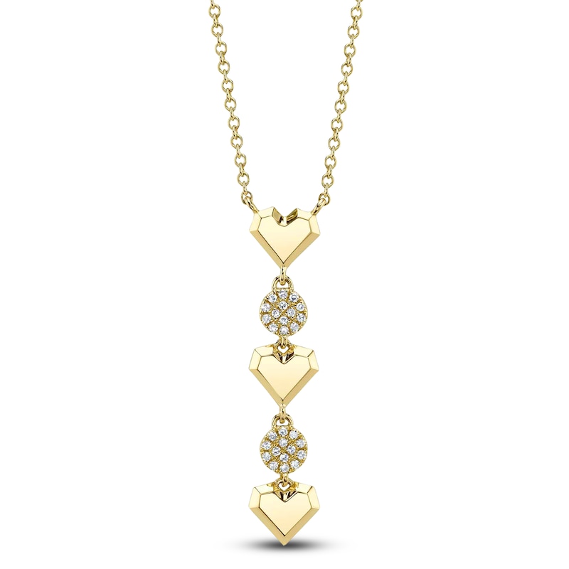 Main Image 1 of Shy Creation Diamond Circle & Heart Drop Necklace 1/20 ct tw 14K Yellow Gold SC55027113