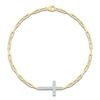 Thumbnail Image 1 of Diamond Sideways Cross Paperclip Chain Bracelet 1/8 ct tw 10K Yellow Gold 7.5"