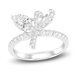 Pear-Shaped Lab-Grown Diamond Bow Ring 1-1/4 ct tw 14K White Gold