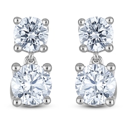 Blue Nile X Jared Diamond Two-Stone Dangle Earrings 1 ct tw 14K White Gold