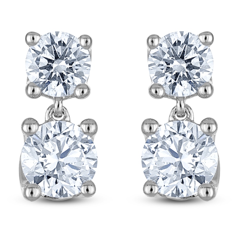 Main Image 1 of Blue Nile X Jared Diamond Two-Stone Dangle Earrings 1 ct tw 14K White Gold