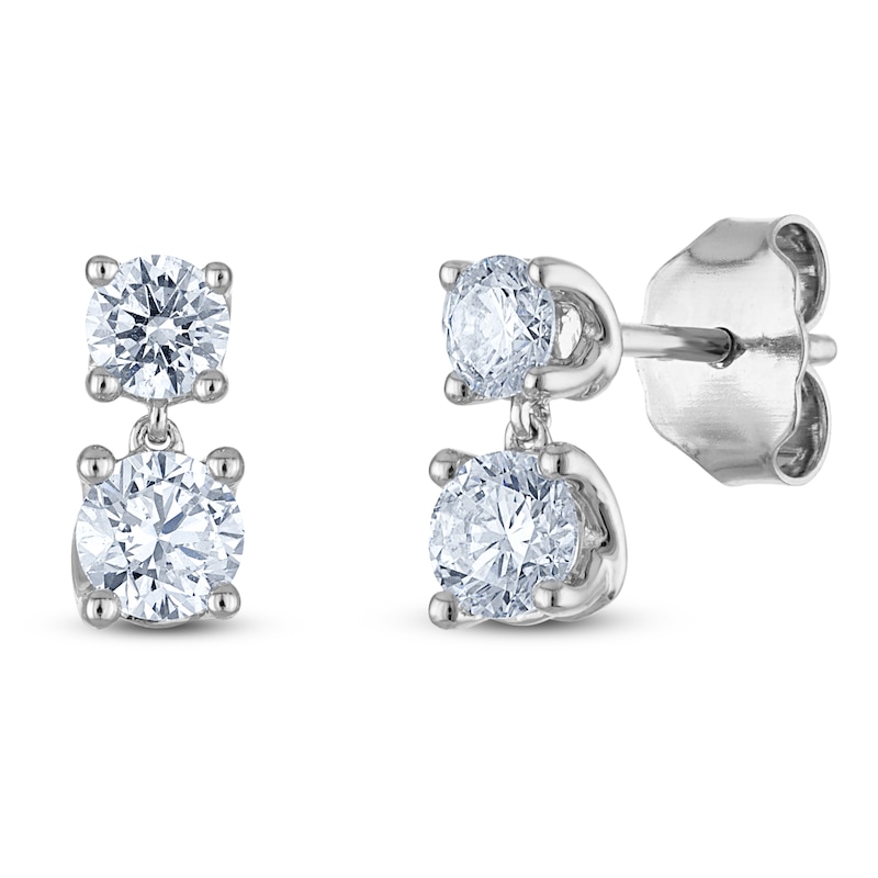 Main Image 2 of Blue Nile X Jared Diamond Two-Stone Dangle Earrings 1 ct tw 14K White Gold
