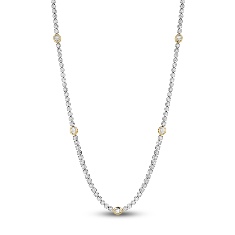 Main Image 1 of Blue Nile X Jared Oval & Round-Cut Diamond Tennis Necklace 6 ct tw 14K Two-Tone Gold 18"