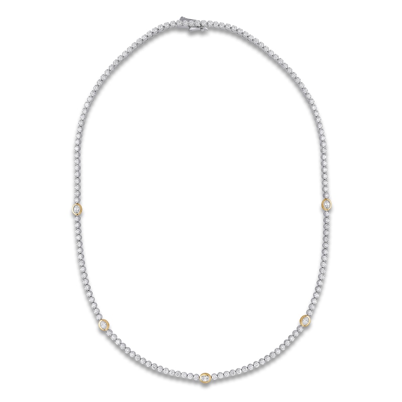 Main Image 2 of Blue Nile X Jared Oval & Round-Cut Diamond Tennis Necklace 6 ct tw 14K Two-Tone Gold 18"