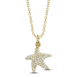 Shy Creation Diamond Starfish Necklace 1/8 ct tw 14K Yellow Gold 18" SC55027421