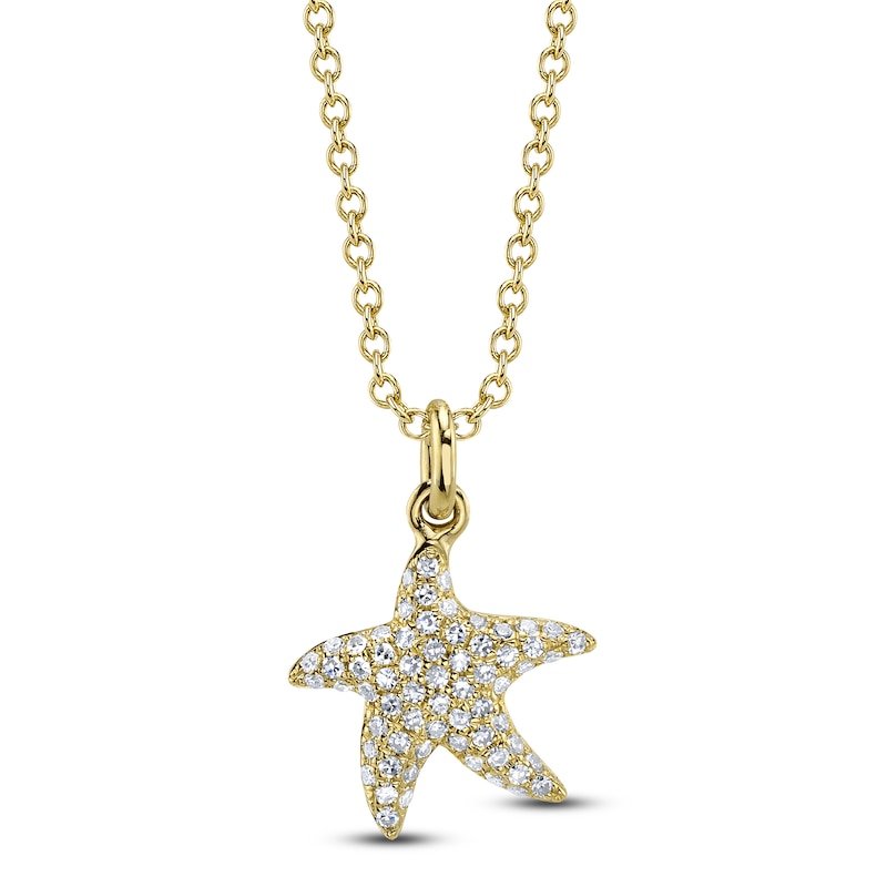 Main Image 1 of Shy Creation Diamond Starfish Necklace 1/8 ct tw 14K Yellow Gold 18" SC55027421
