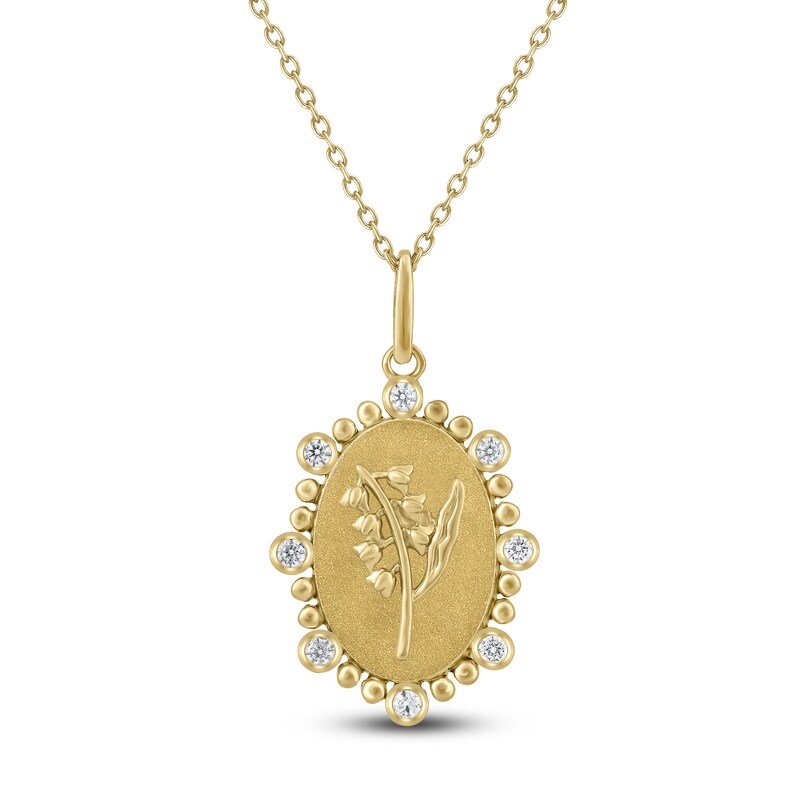 Main Image 1 of Hawthorn Birth Flower Diamond Necklace 1/4 ct tw 10K Yellow Gold 18"