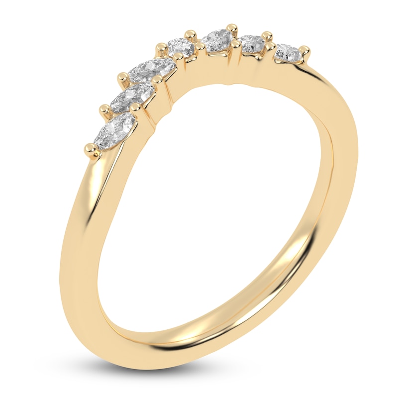 Main Image 2 of Created By Jared Studio Certified Marquise & Round-Cut Lab-Grown Diamond Contour Anniversary Ring 1/5 ct tw 14K Yellow Gold
