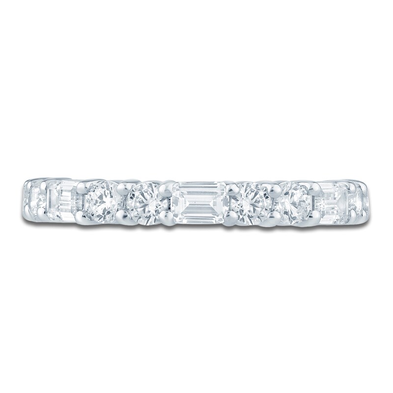 Main Image 3 of Pnina Tornai Emerald & Round-Cut Lab-Grown Diamond Anniversary Ring 1 ct tw 14K White Gold