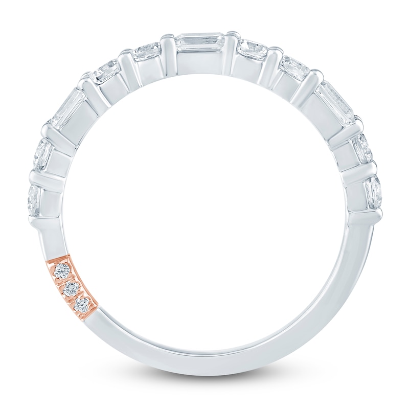 Main Image 4 of Pnina Tornai Emerald & Round-Cut Lab-Grown Diamond Anniversary Ring 1 ct tw 14K White Gold