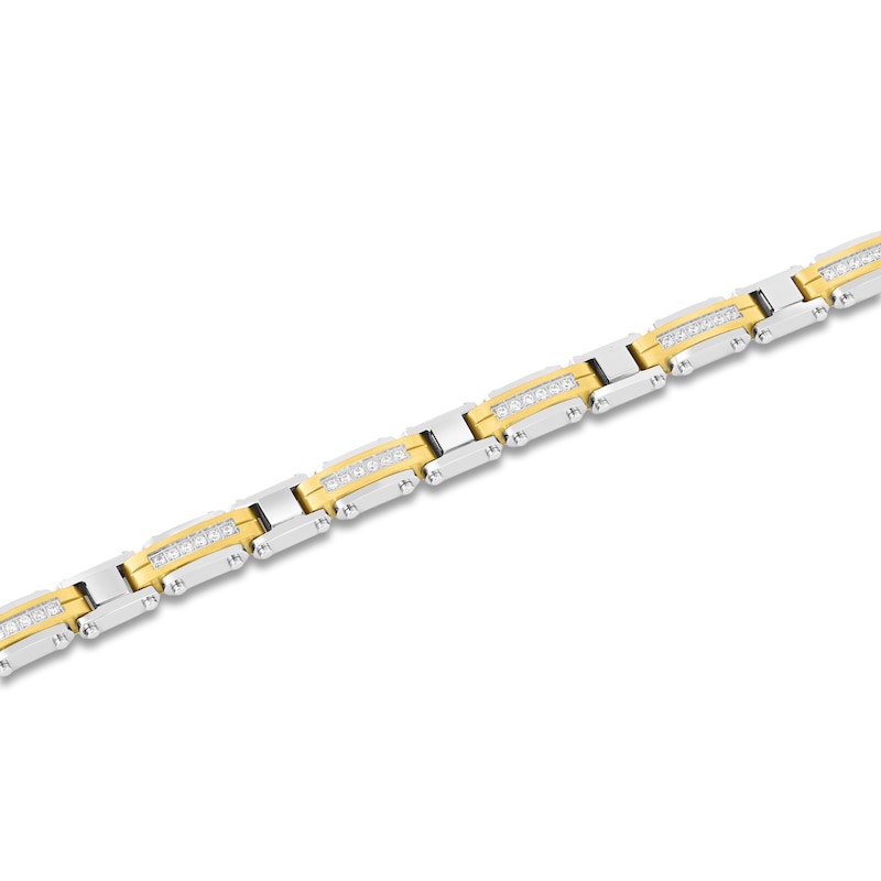 Main Image 2 of Men's Diamond Link Bracelet 1/2 ct tw Stainless Steel & Yellow Ion Plating 8.25"