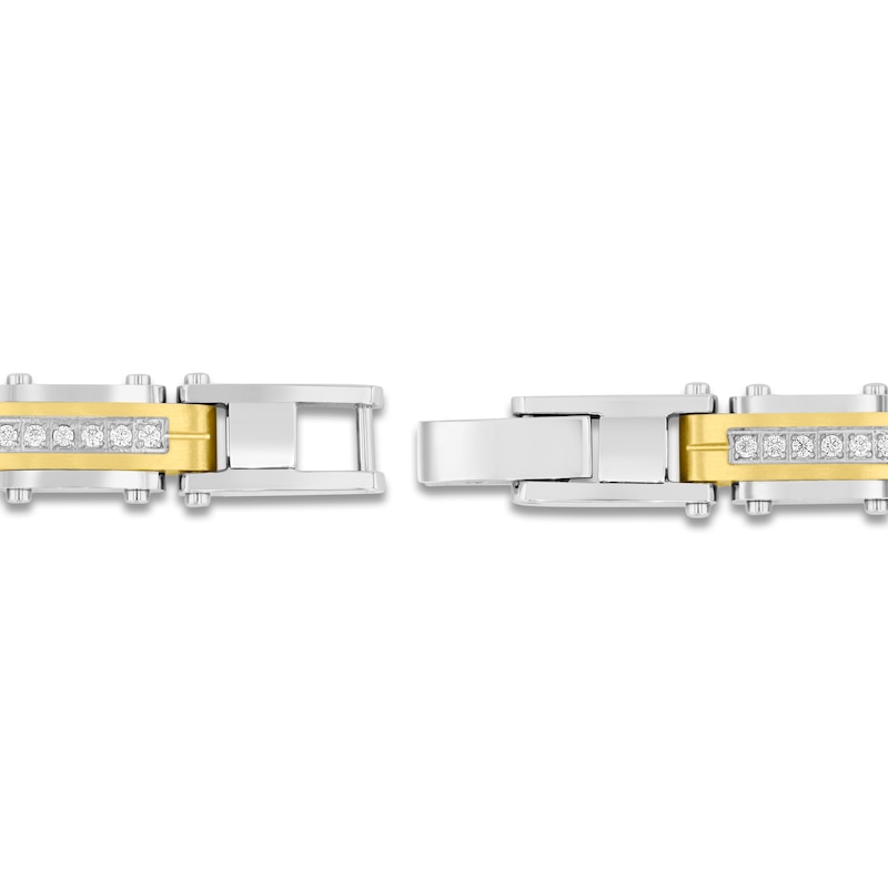 Main Image 3 of Men's Diamond Link Bracelet 1/2 ct tw Stainless Steel & Yellow Ion Plating 8.25"