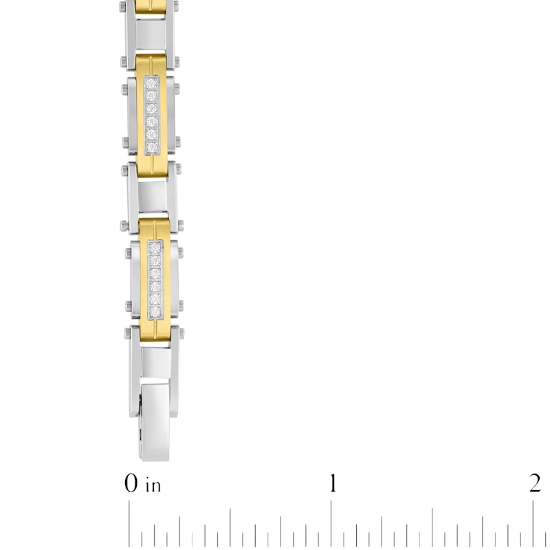Main Image 4 of Men's Diamond Link Bracelet 1/2 ct tw Stainless Steel & Yellow Ion Plating 8.25"