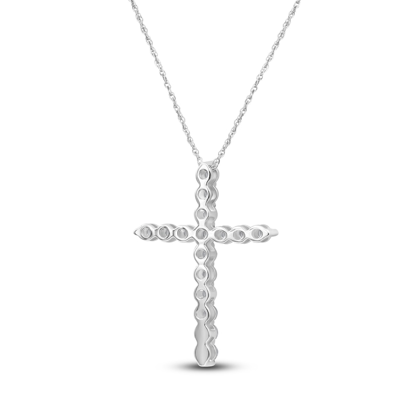Main Image 4 of Lab-Grown Diamond Cross Necklace 1/2 ct tw 14K White Gold 18"