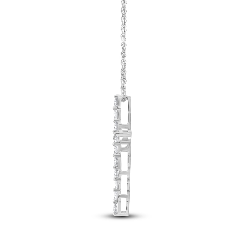 Main Image 5 of Lab-Grown Diamond Cross Necklace 1/2 ct tw 14K White Gold 18"