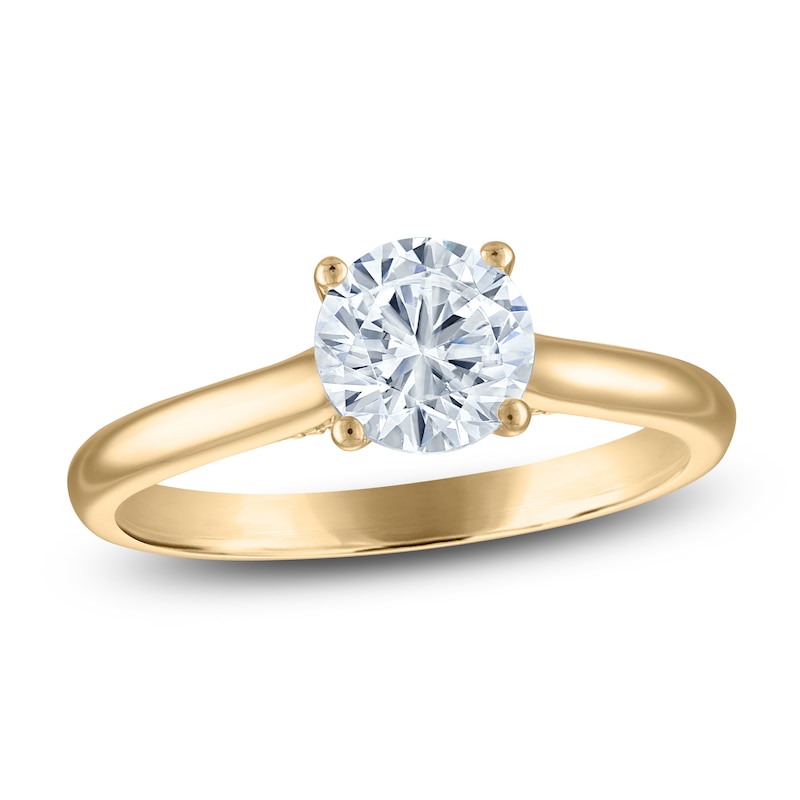 Main Image 1 of Round-Cut Lab-Grown Diamond Solitaire Plus Engagement Ring 1 ct tw 18K Yellow Gold (VS2/F)